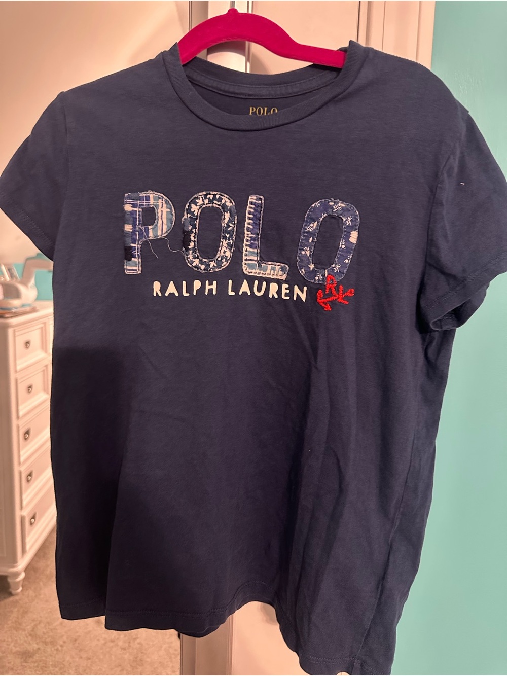 Polo by Ralph Lauren Navy Short-Sleeve Logo Tee with Patterned Letters